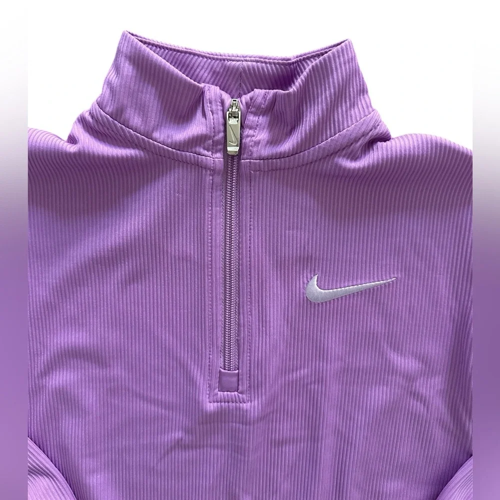 Nike Purple Ribbed 1/4 Zip Long Sleeve Pullover & Pants Set Girls Size 4 NWT - Picture 3 of 5